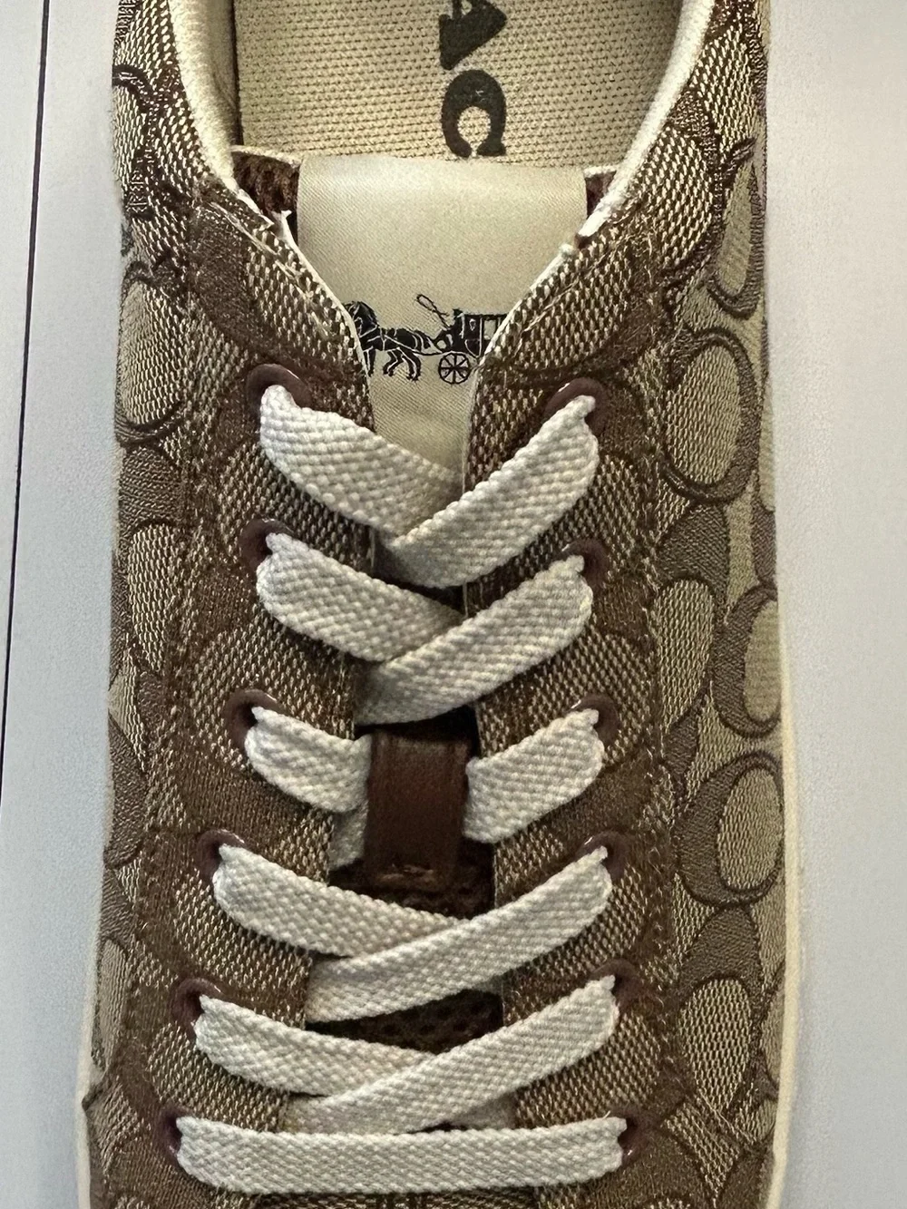 Coach Khaki Signature Canvas Lace-Up Sneakers